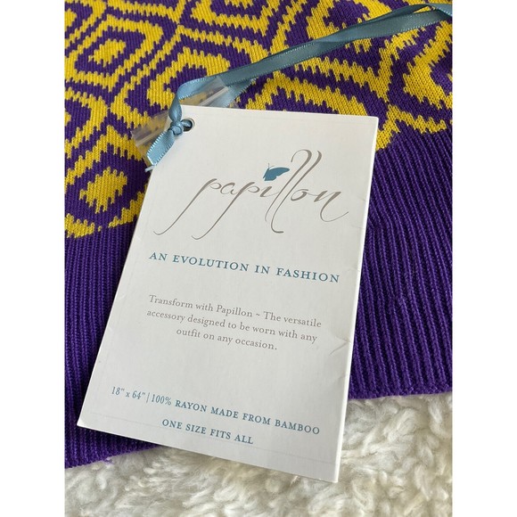 Scene Weaver Papillon Scarf Purple/Yellow Many Ways to Wear Scarf/Shawl etc. NEW - Picture 9 of 12